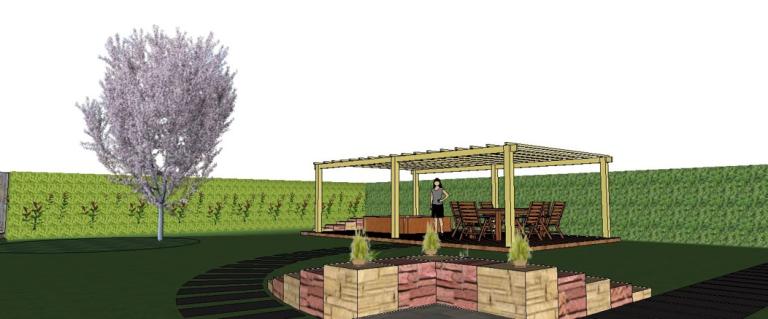 Vue en 3D d'un jardin